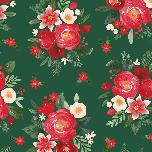 108" Charming Christmas - Floral Green