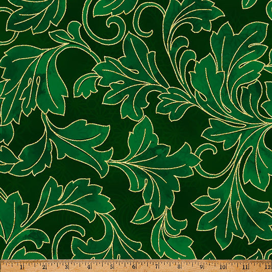 Hoffman Holiday - Christmas Wish - Y7823 - Hunter with Gold Metallic