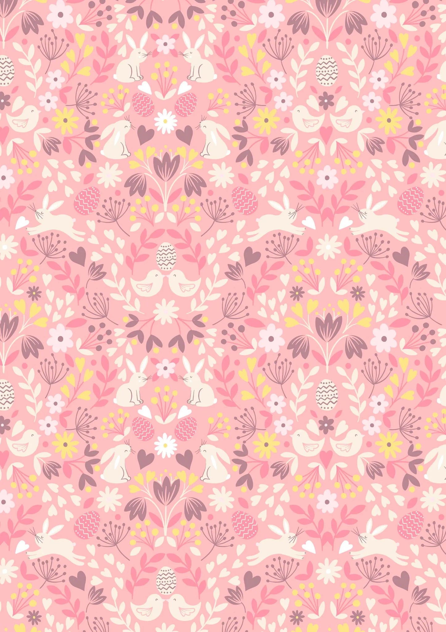 Spring Treats - Mirrored Bunny & Chicks on Rose Pink