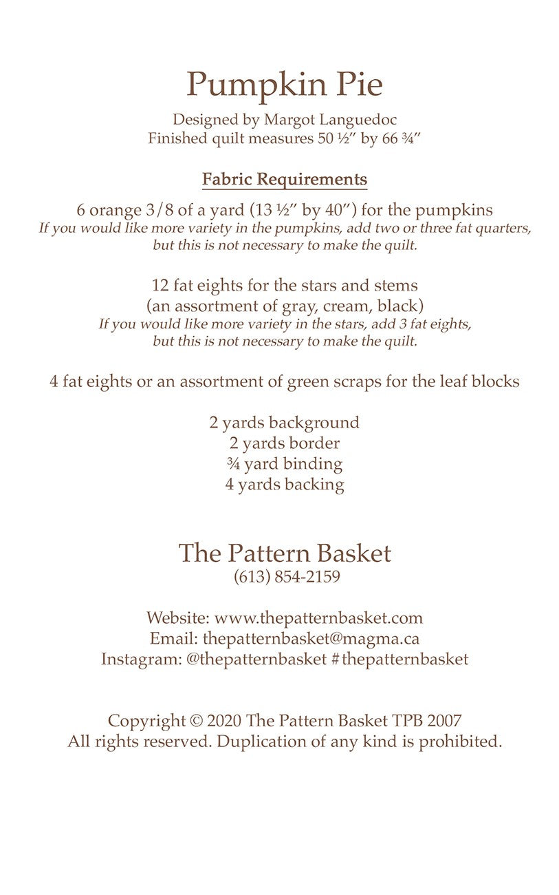Pumpkin Pie by The Pattern Basket